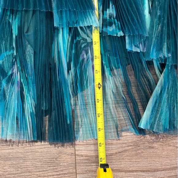 NWT! Hutch Lanza Teal Strapless Pleated Tulle Gown Size 6 - Picture 14 of 15